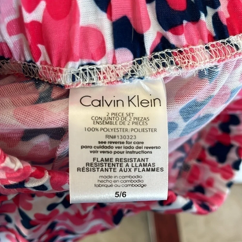 Brand New Calvin Klein Sleepwear Set Pink Hearts Dream Pajamas Tank & Shorts